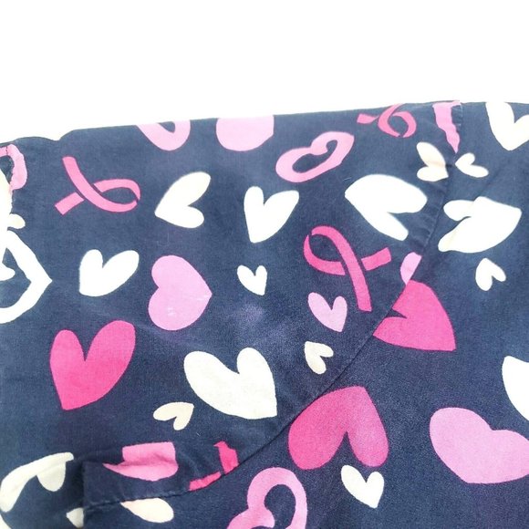 Zoe & Chloe Small Navy Blue W/ Pink Hearts And Ribbons - Picture 7 of 7